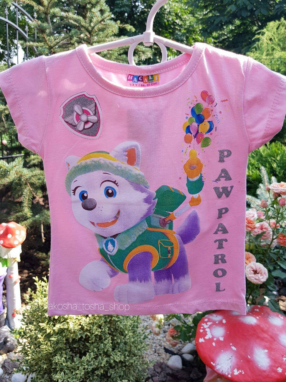 

Футболка " собачий патруль " для девочки 1-8лет 110-116розовая, Разные цвета