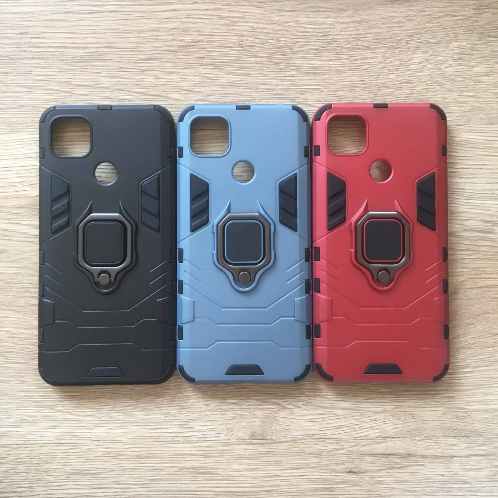 

Противоударный чехол бампер Iron Ring для Xiaomi Redmi 9C (с подставкой) синий