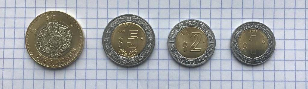 

Мексика набор 1,2,5,10 $ песо 2018 года
