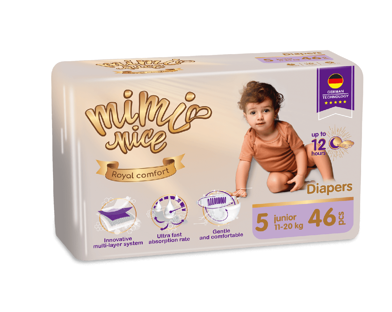 

Подгузник Mimi Nice Royal comfort 5 junior 11-20 кг 46 шт, Белый