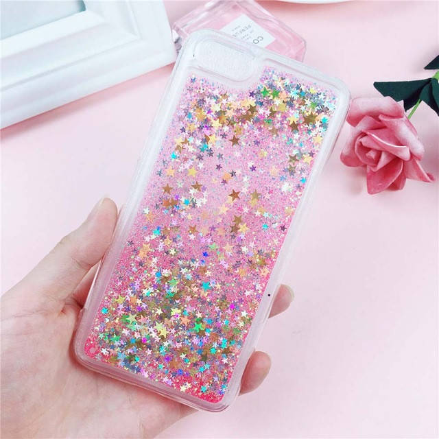 

Чехол Glitter для Iphone 7 / 8 Бампер Жидкий блеск звезды Розовый