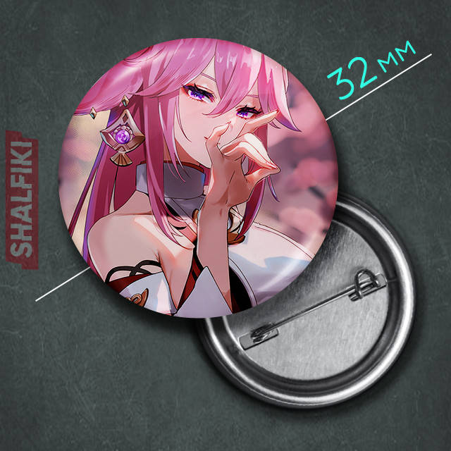 

"Гудзи Яэ Мико (Геншин / Genshin)" значок круглый на булавке Ø32 мм