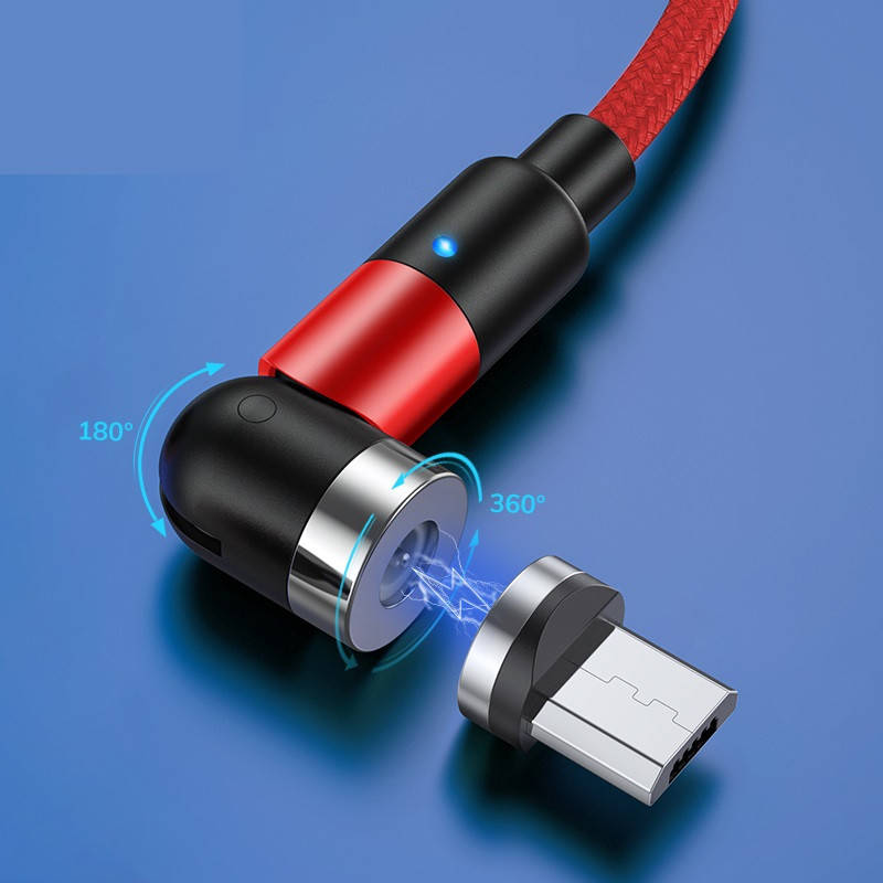 

Магнитный кабель MicroUSB для зарядки TOPK AM59 LED 1m 2.4A вращающийся на 360°. Красный