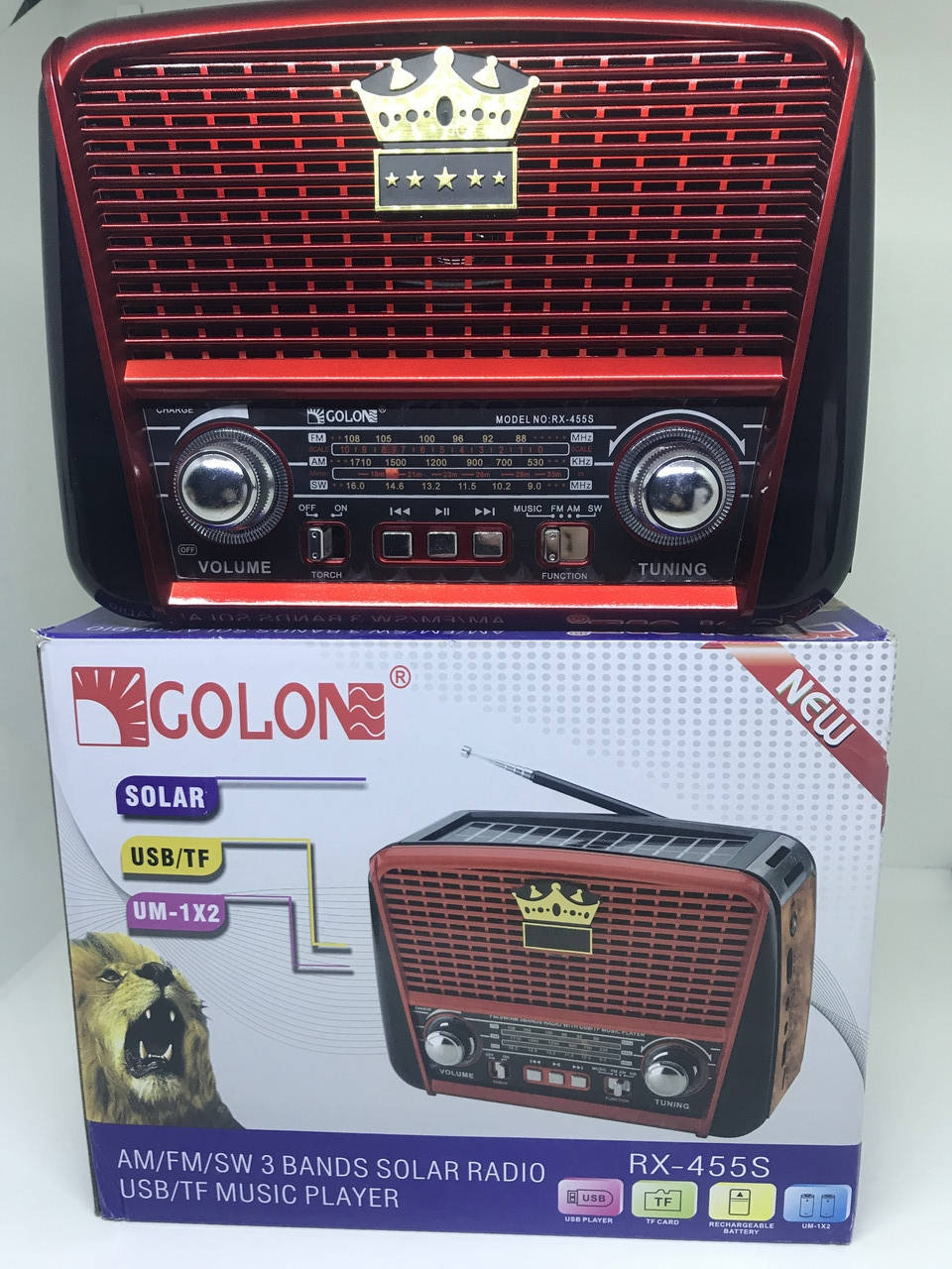 

Радиоприёмник Golon RX-455S с солнечной панелью, Black-Red