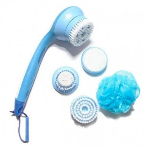 

Массажная щетка для тела Spin Spa Brush с насадками | Мочалка для душа, Синий