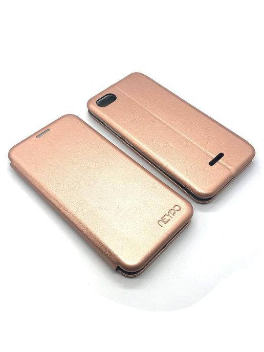 

Чехол книжка Xiaomi Redmi 6A Роз - золото цвет \ чехол-книга сяоми редми 6а магнитная есть отдел для карты, Розовое золото