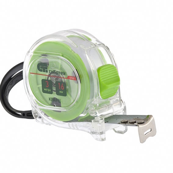 

Рулетка Кварц прозрачный корпус амортизатор 3 м х 16 мм Сибртех 32520