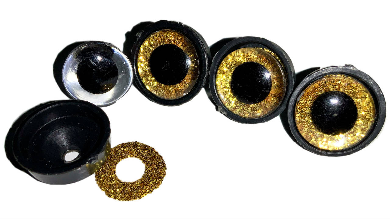 

Глазики для игрушек блестящие с креплением 10шт/12мм:Желтый