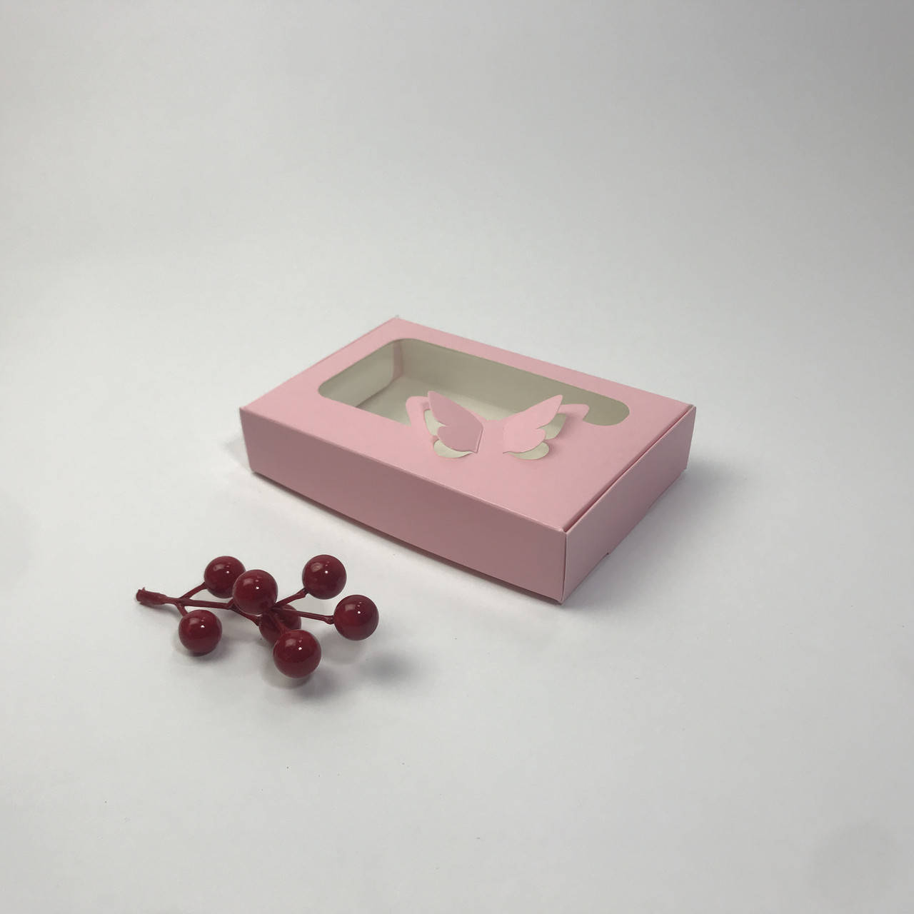 

Коробка для пряника, 150*100*30 мм, с окном "бабочка", пудра, Розовый