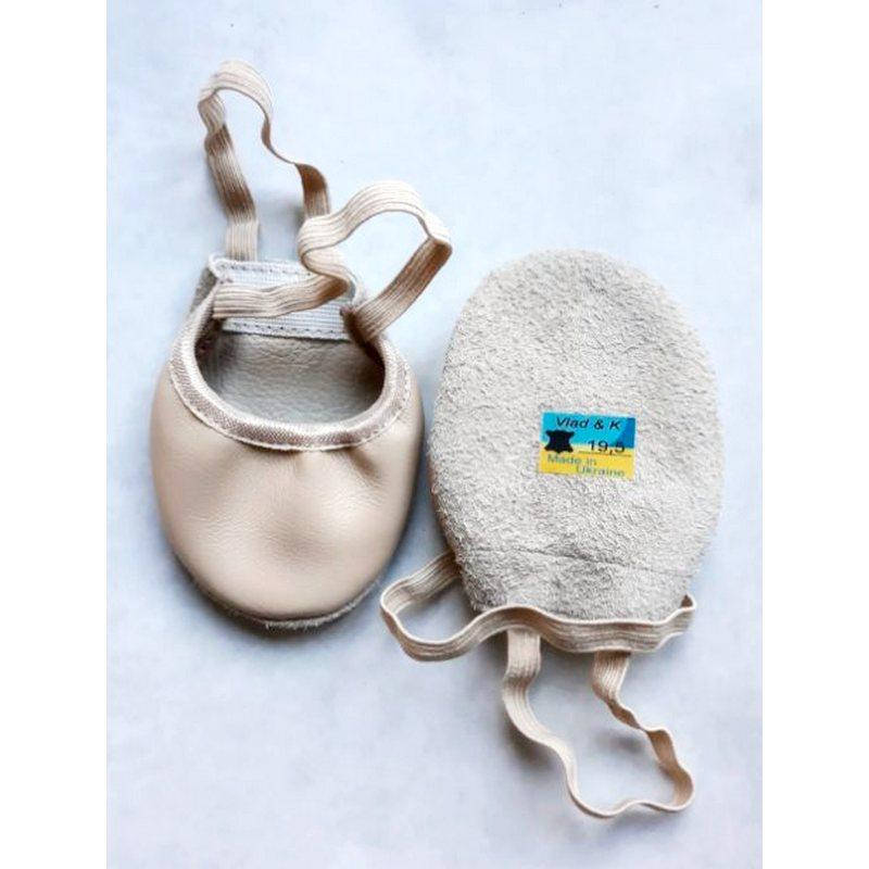 

Получешки кожаные бежевые на резинке Vlad & K 25 см, Бежевый