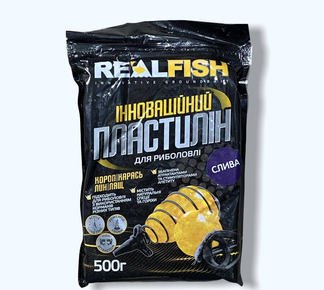 

Рыболовный пластилин прикормка Real Fish слива