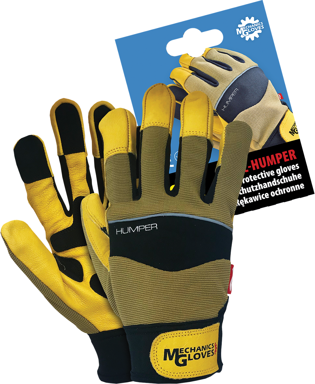 

Рукавички робочі, комбіновані, на липучці, MECHANICS GLOVES, REIS (12/120)
