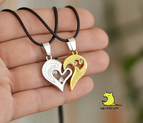 

Кулон парный для влюбленных "I love you. Silver. Gold" Цена за 1 пару