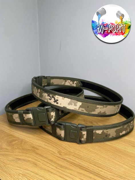 

Тактический армейский ремень ВСУ, камуфляж пиксель / черный