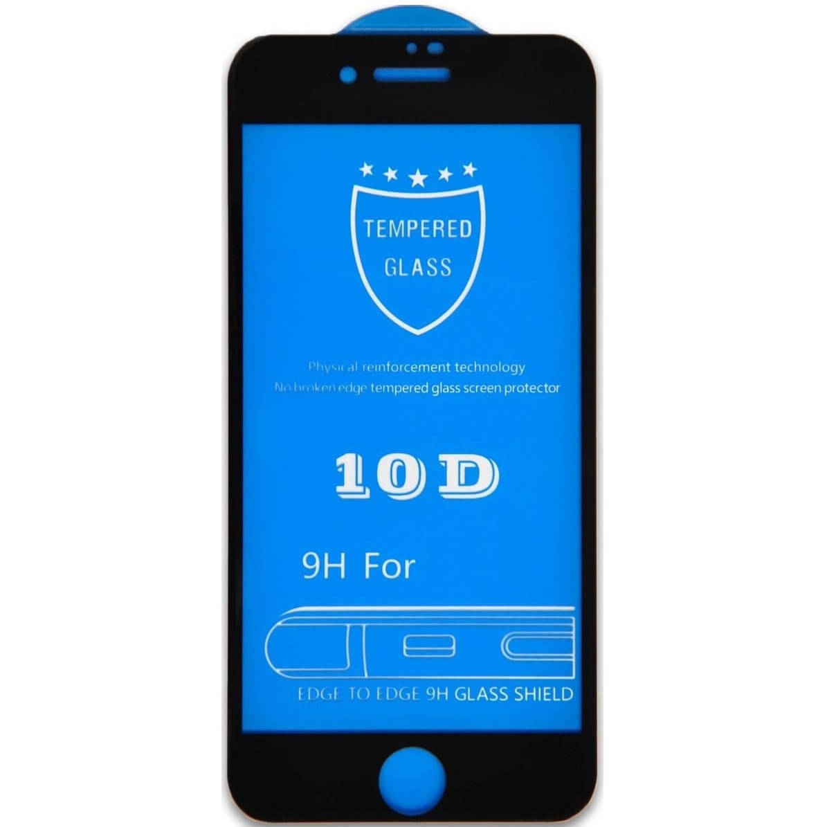 

Защитное стекло 10D 9H для iPhone 6, 6s чёрное