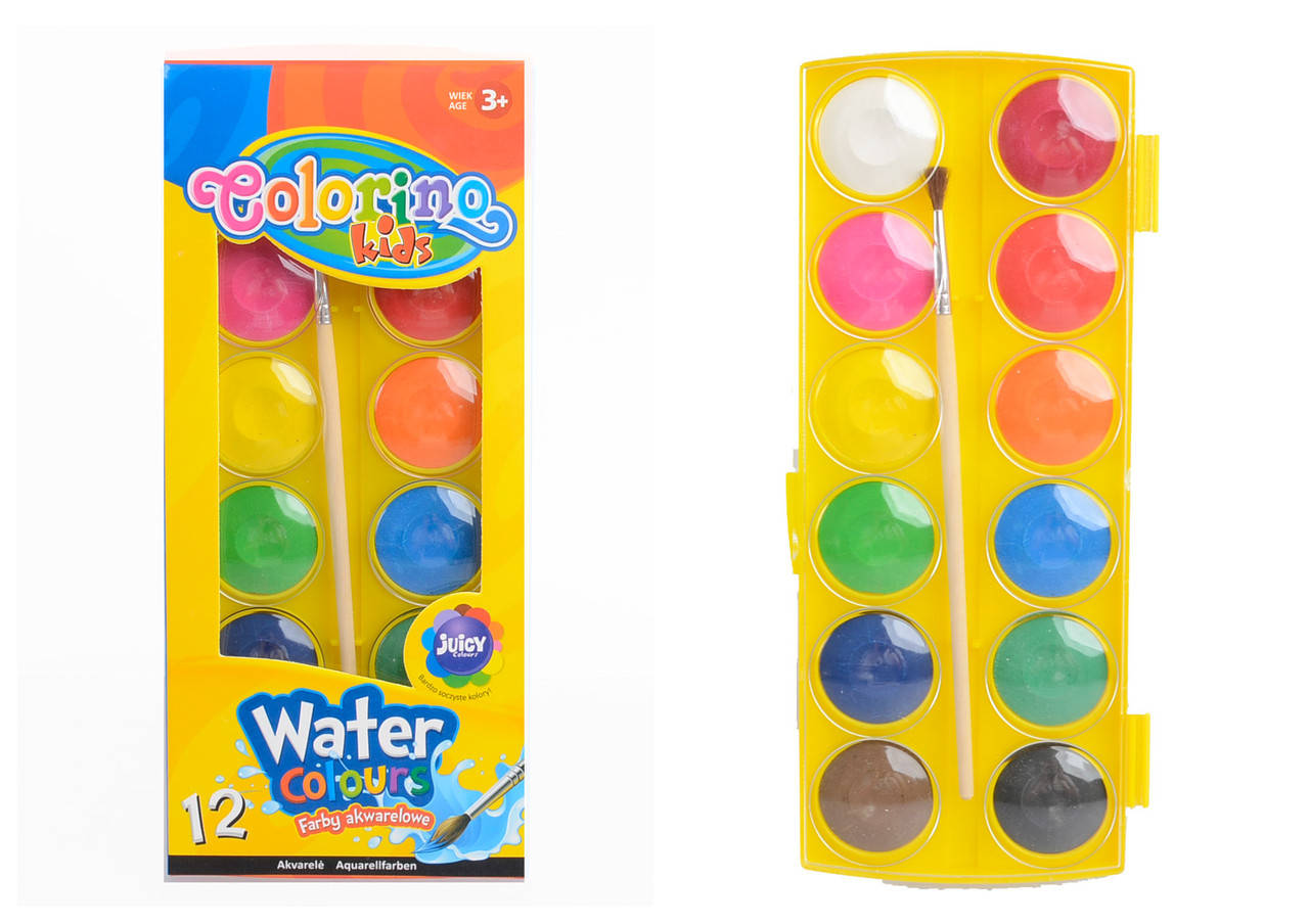 

Краски акварельные большие таблетки 12 цветов COLORINO (41089PTR)