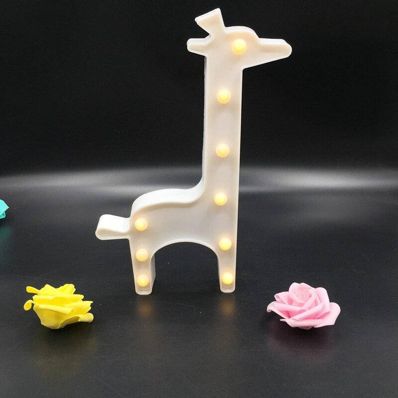 

Ночник детский Жираф Белый светодиодный светильник 30 см 9 LED на батарейках, детская лед лампа в спальню