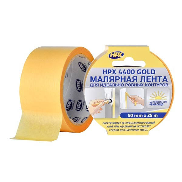 

Малярная лента HPX 4400 100C золотая 25мм х 25м