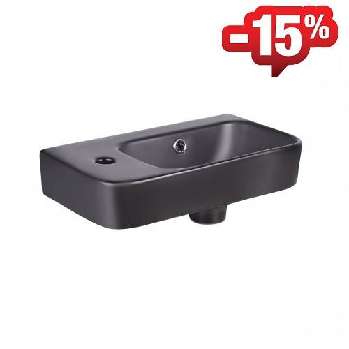 

Черный мини умывальник левый 450х260х155 Qtap Tern