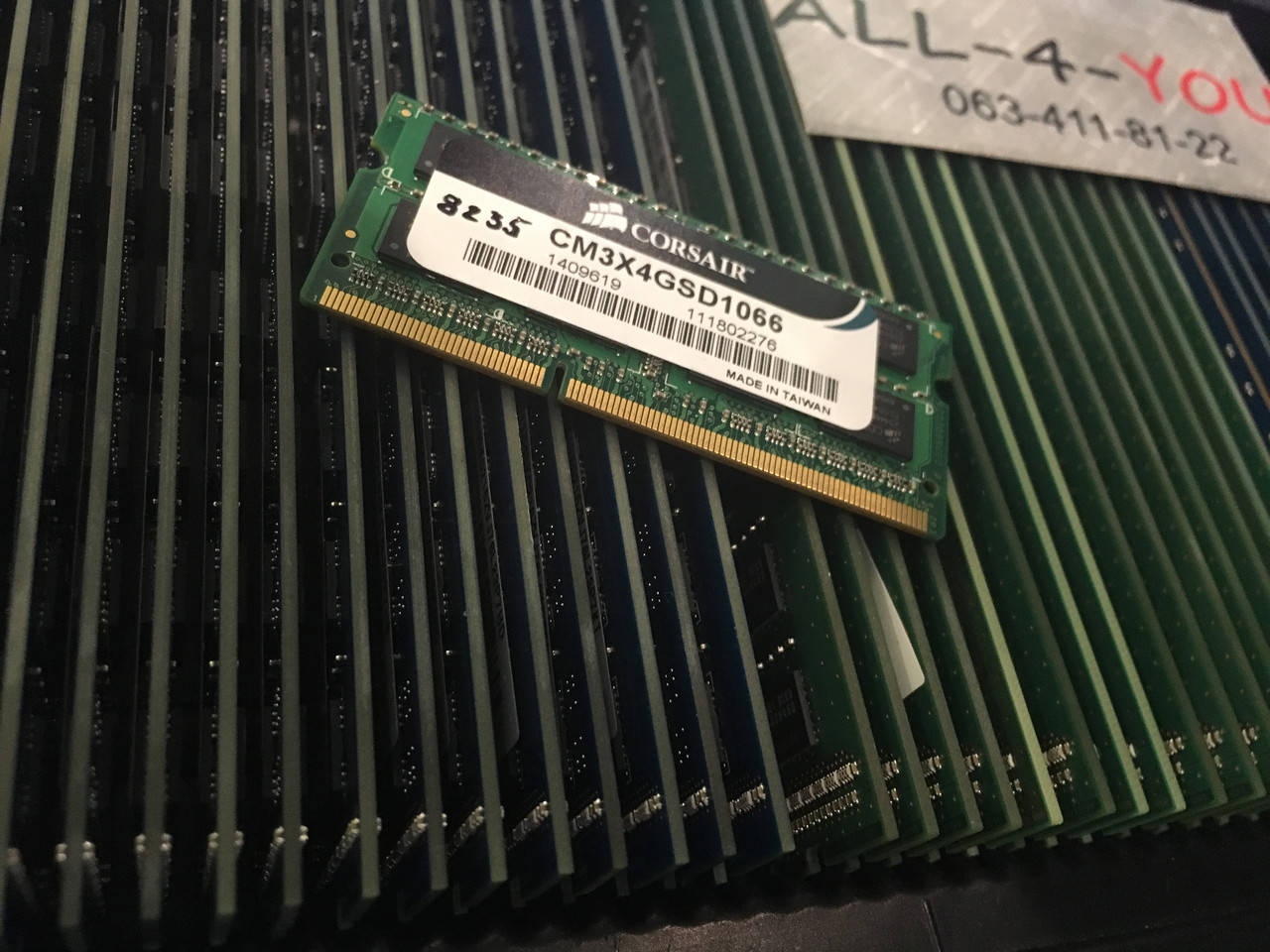 

Оперативна пам`ять CORSAIR DDR3 4GB SO-DIMM PC3 8500S 1066mHz Intel/AMD