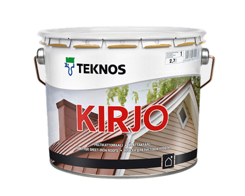 

Эмаль алкидная TEKNOS KIRJO для крыш и листового металла белый (база 1) 2,7л