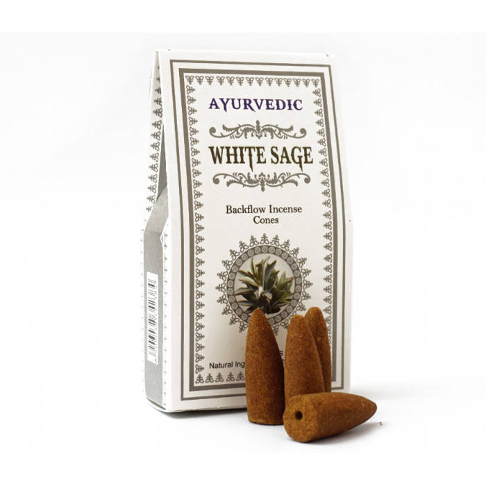 

Благовония Ayurvedic Back Flow White Sage Белый Шалфей конусы 30 грамм