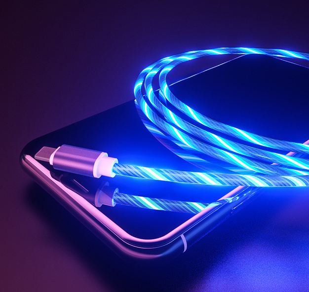 

Магнитный светящийся кабель для зарядки USB - Type-C Green/Blue 1м, Синий