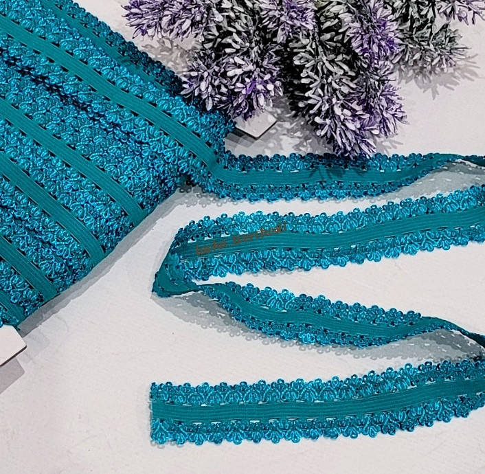 

Ажурна резинка 2,3см темна бірюза