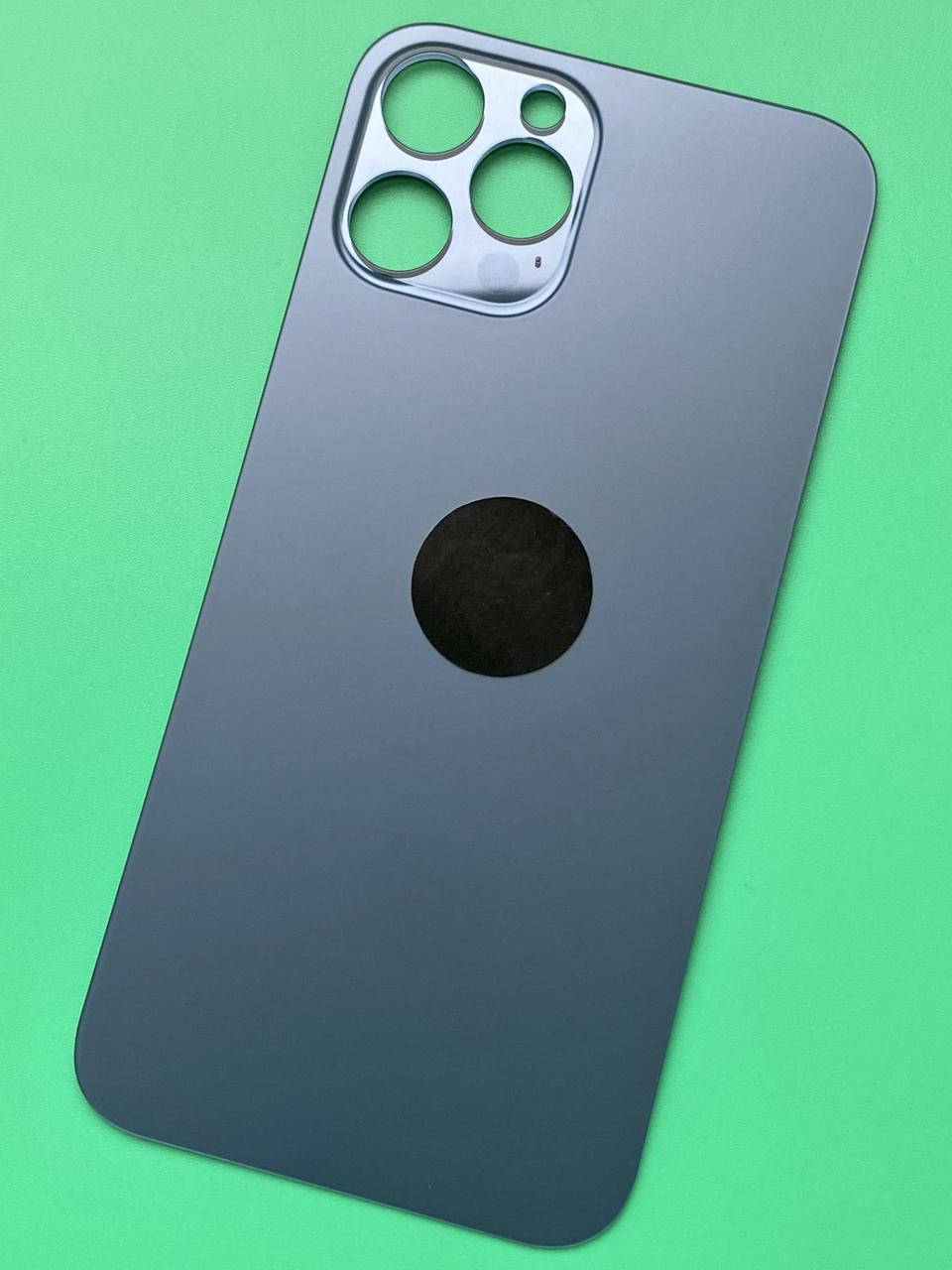 

Задняя крышка Iphone 12 Pro Max синяя c большим отверстием под камеры, Синий