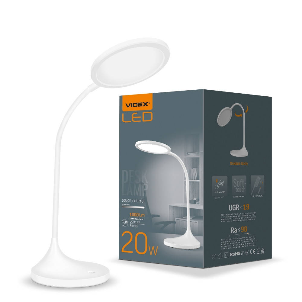 

LED лампа настольная VIDEX TF14W 20W 4100K белая, Белый