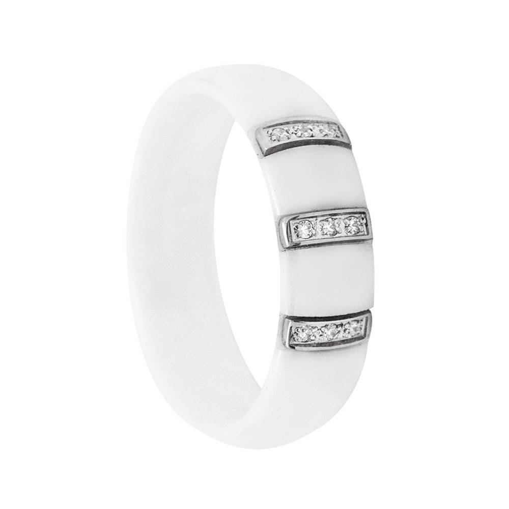 

Кольцо "Полосочки" белая керамика 20