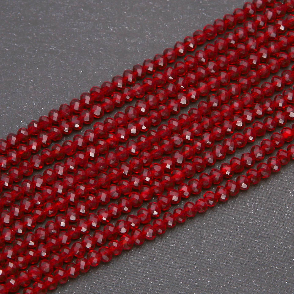 

Бусины стекло прозрачное красное "рондель" d-3,5х3(+-)мм нитка L-38см, Красный