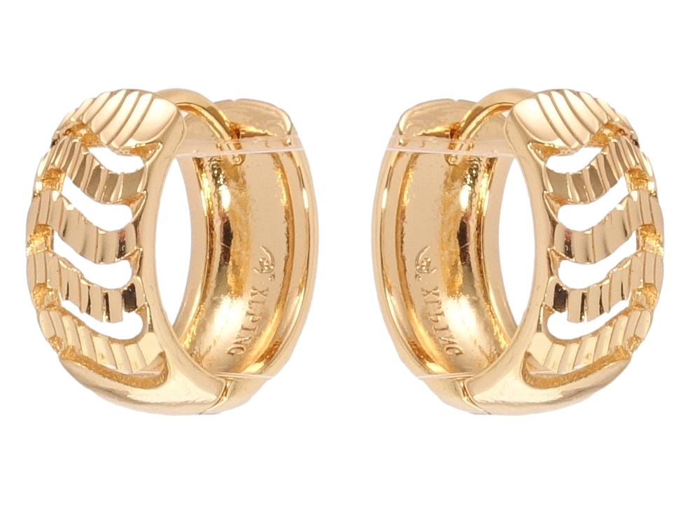 

Серьги Xuping Позолота 18K колечки "Декоративный резной орнамент"
