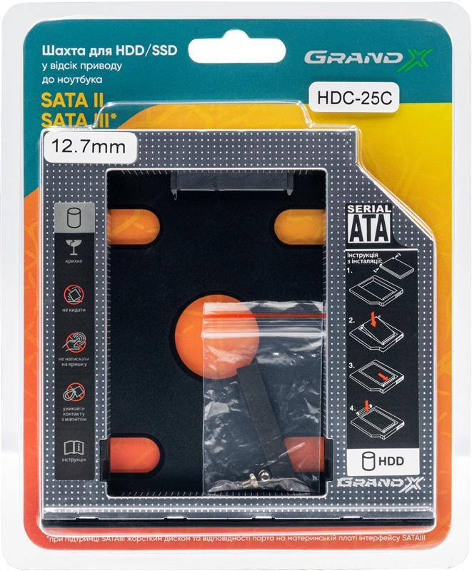 

Адаптер Grand-X HDD 2.5" в отсек привода ноутбука SATA/SATA3 (HDC-25C)