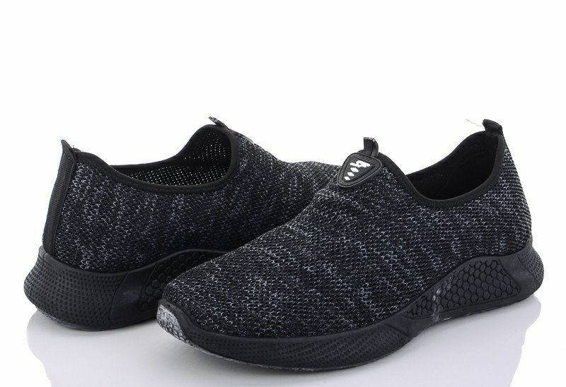 

Кроссовки мужские чорные сетка без шнурков 42=26-5см