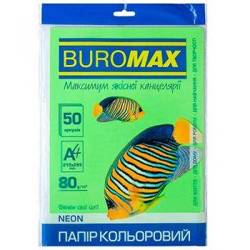 

Бумага цветная А4 80г/м2 Neon зеленая 50 листов BUROMAX ВМ.2721550-04, Зелёный