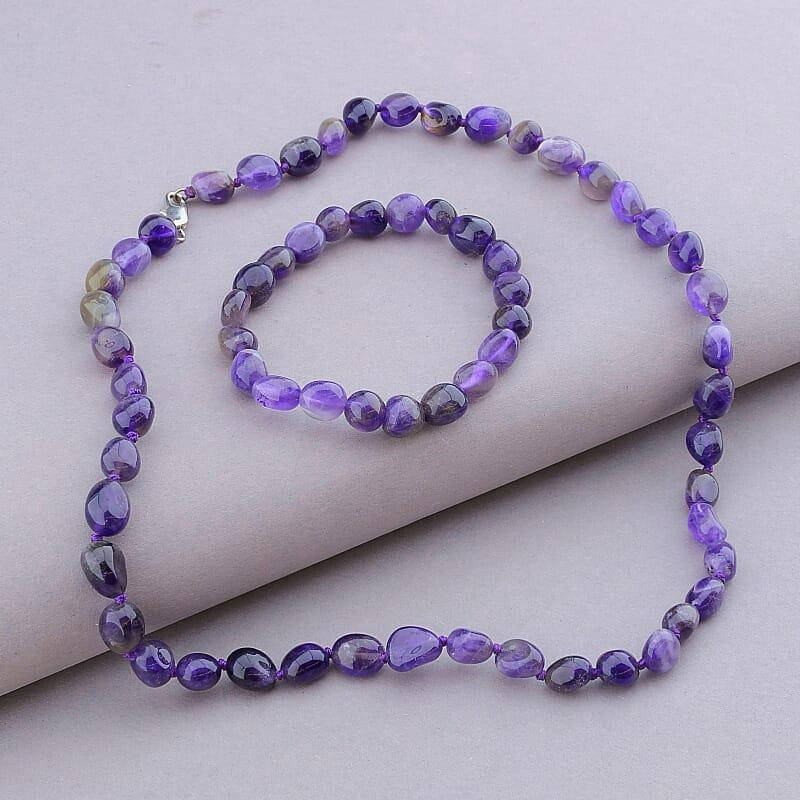 

Бусы+Браслет Аметист 46 см.