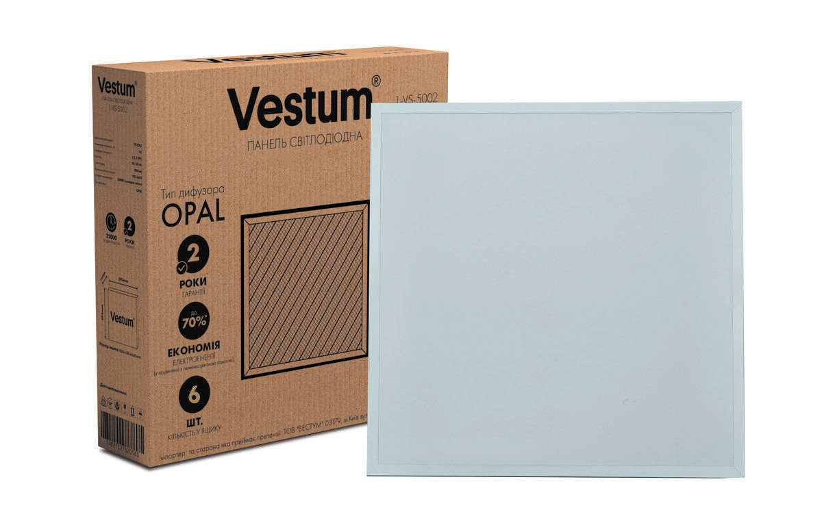 

Панель светодиодная LED OPAL 50W 600x600 6500K 220V Vestum