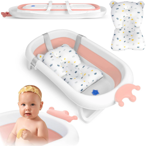 

Складная ванночка детскаяс подушкой бело-розовая RICOKIDS РК-280