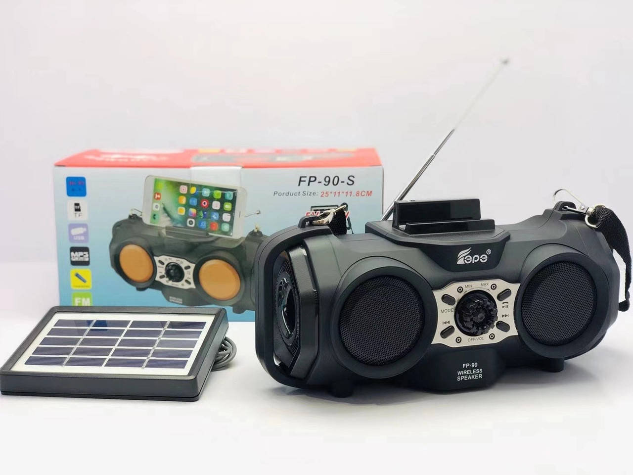 

Портативная Bluetooth колонка с Fm радио и солнечной батареей FP-90-S