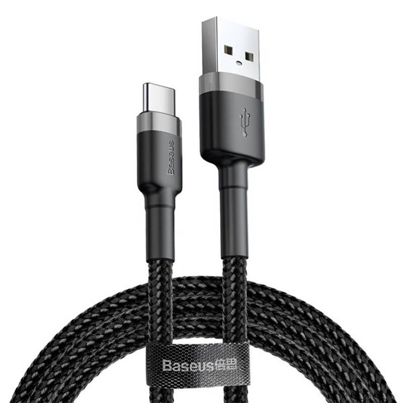

Зарядный кабель Baseus USB For Type-C 2A 2m Gray+Black CATKLF-CG1