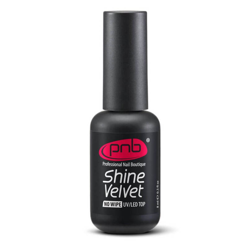 

PNB UV/LED Shine Velvet Top No Wipe - матовое верхнее покрытие без липкого слоя, 8 мл
