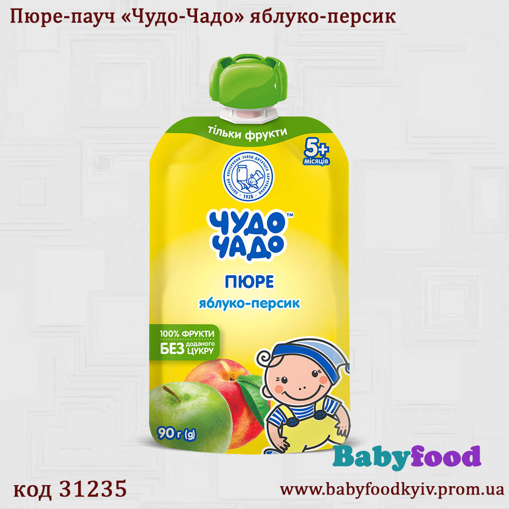 

Пюре Чудо-Чадо Pouch Яблоко и персик с сахаром, 90г
