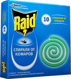 

Средство инсектицидное Спирали от комаров RAID®, 10 шт/уп , Индонезия