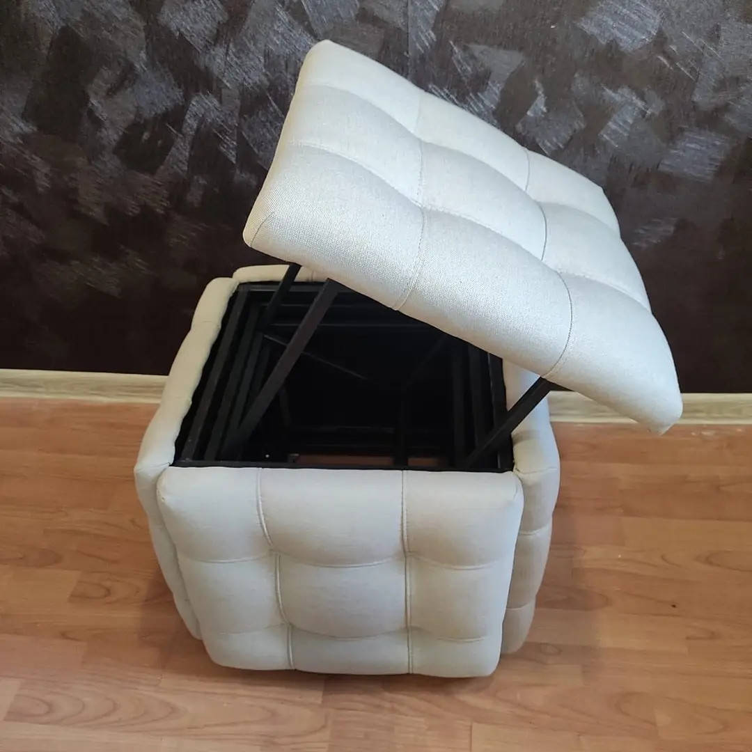 

Пуф трансформер пять мяких стільців, смарт куб велюр та кожзам, Белый