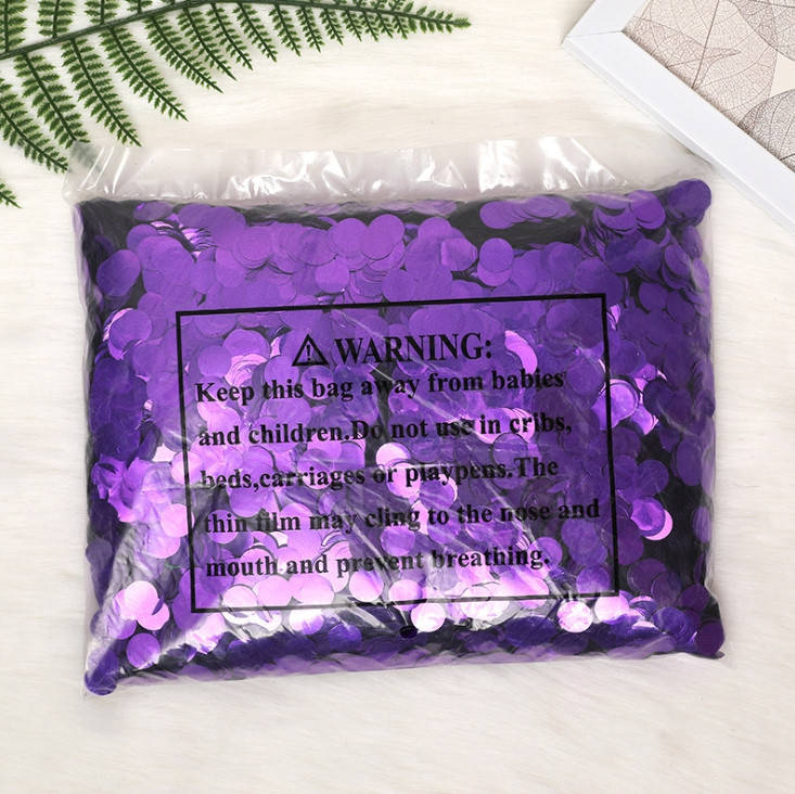 

Конфетти кружочки, фиолетовый металлик 15 мм, 1 кг (Китай)