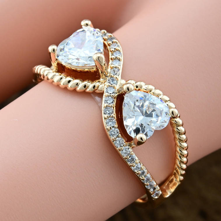 

Кольцо Xuping 14247 ширина 8 мм белые фианиты позолота 18К размер 21