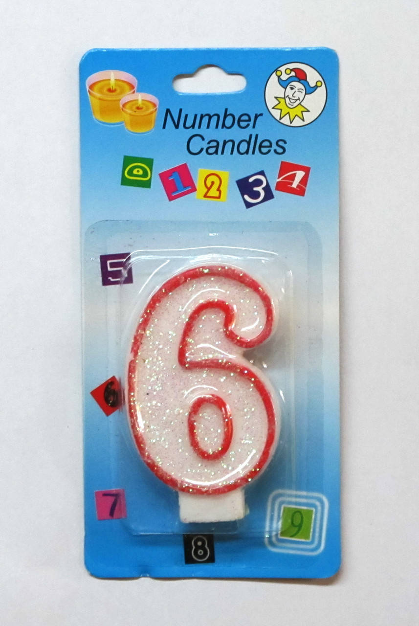 

Свiчка для торта цифра "Красный контур" 6