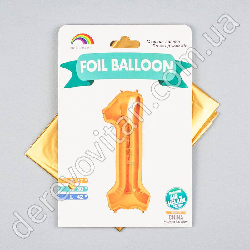 

Воздушный/гелиевый шар-цифра "1", золото, 1 м (42")