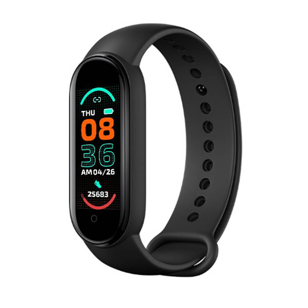 

Фитнес браслет трекер Mi band 6 Умные спортивные смарт часы для здоровья с тонометром шагомером, Чёрный